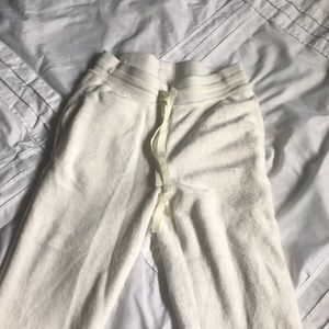 brand new white soft fuzzy sweatpants